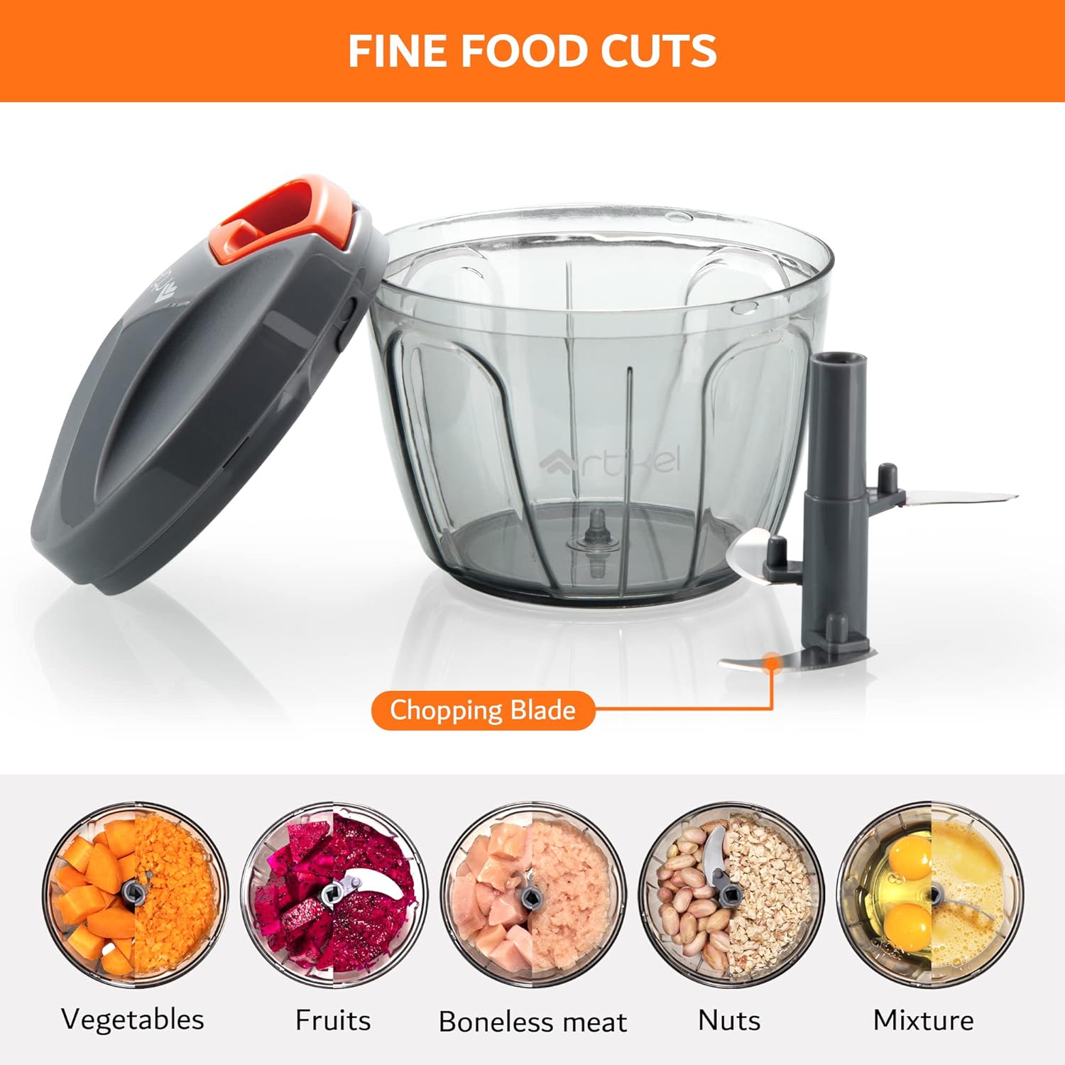 Artikel Manual Chopper with Storage Lid-Chops Vegetables-Nuts-Fruits-Meat Mincer-Stumbit Kitchen